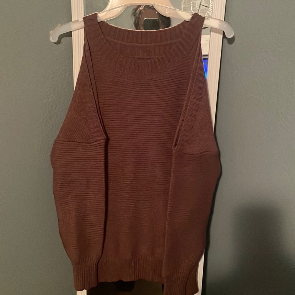 Dark mocha brown sweater size med with shoulder slits